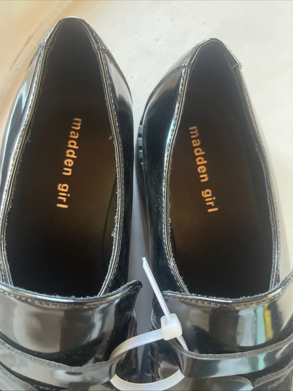 Madden Girl Black Patent Platform Loafers
